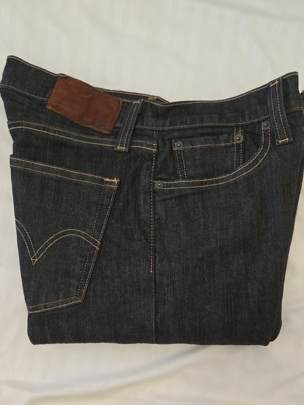Levi's Black Slim Straight Jeans with Brown Patch